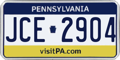 PA license plate JCE2904
