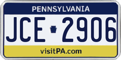 PA license plate JCE2906