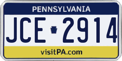 PA license plate JCE2914