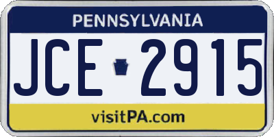 PA license plate JCE2915