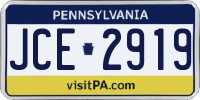 PA license plate JCE2919