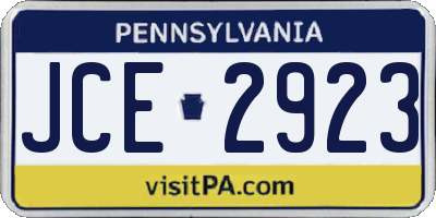 PA license plate JCE2923