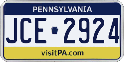 PA license plate JCE2924