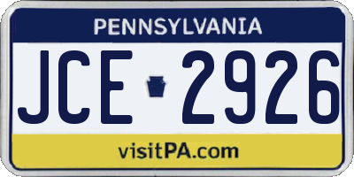 PA license plate JCE2926