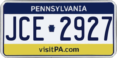 PA license plate JCE2927