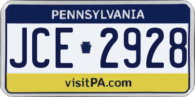 PA license plate JCE2928