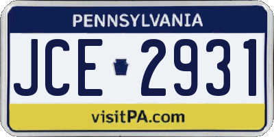 PA license plate JCE2931