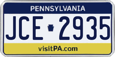 PA license plate JCE2935
