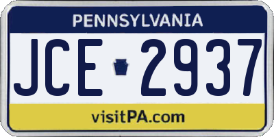 PA license plate JCE2937