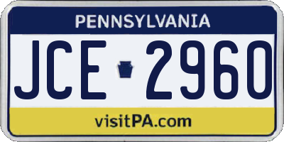 PA license plate JCE2960