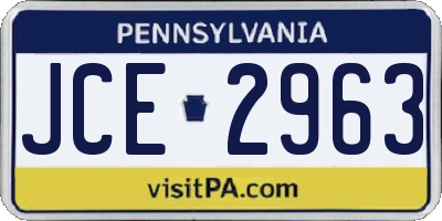 PA license plate JCE2963