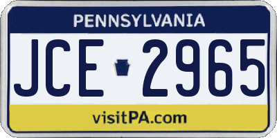 PA license plate JCE2965