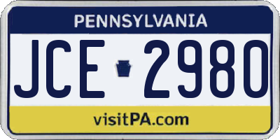PA license plate JCE2980