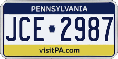 PA license plate JCE2987