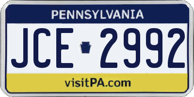 PA license plate JCE2992