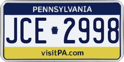 PA license plate JCE2998