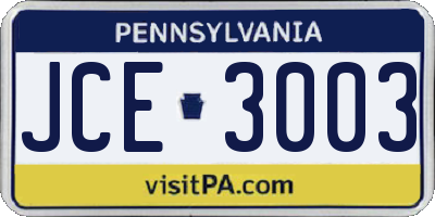 PA license plate JCE3003