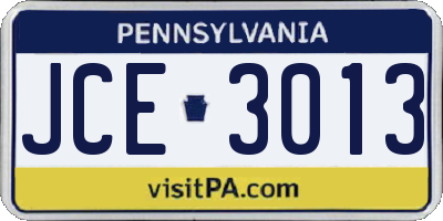 PA license plate JCE3013