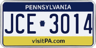 PA license plate JCE3014