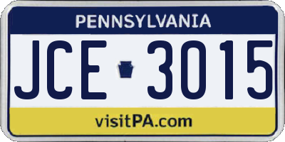 PA license plate JCE3015