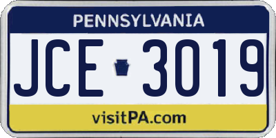 PA license plate JCE3019