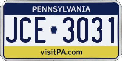 PA license plate JCE3031