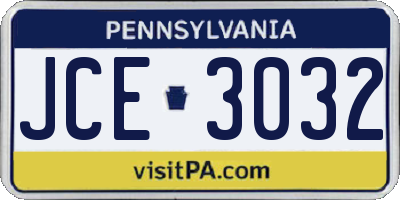 PA license plate JCE3032