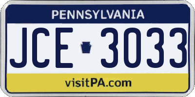 PA license plate JCE3033