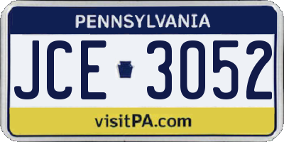 PA license plate JCE3052
