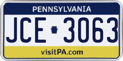 PA license plate JCE3063