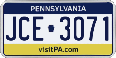 PA license plate JCE3071