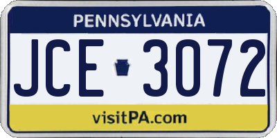 PA license plate JCE3072