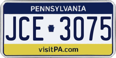 PA license plate JCE3075