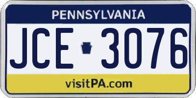 PA license plate JCE3076