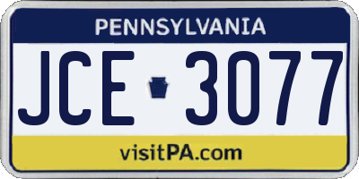 PA license plate JCE3077