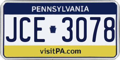 PA license plate JCE3078