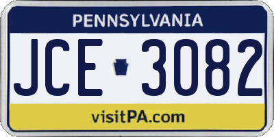 PA license plate JCE3082