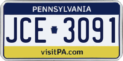 PA license plate JCE3091