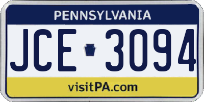 PA license plate JCE3094