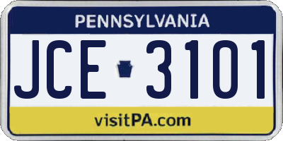 PA license plate JCE3101