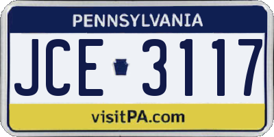 PA license plate JCE3117