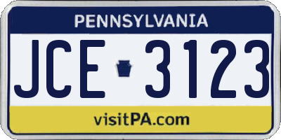 PA license plate JCE3123