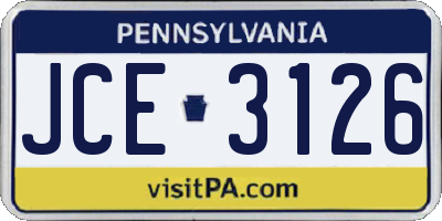 PA license plate JCE3126