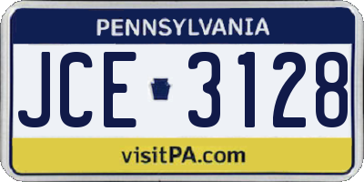 PA license plate JCE3128