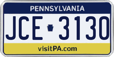 PA license plate JCE3130