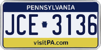 PA license plate JCE3136