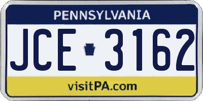PA license plate JCE3162