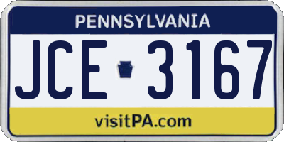 PA license plate JCE3167
