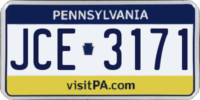 PA license plate JCE3171