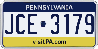 PA license plate JCE3179